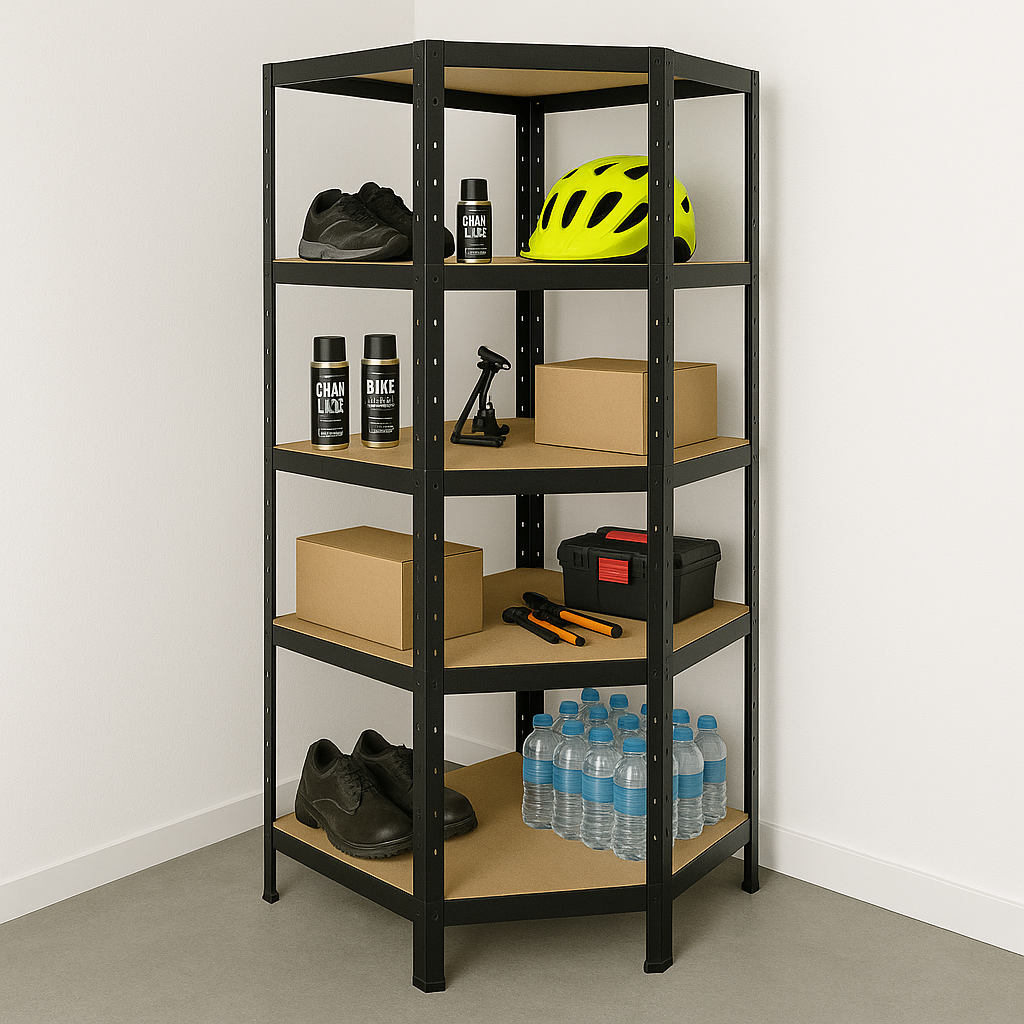 Rohový regál černý lak